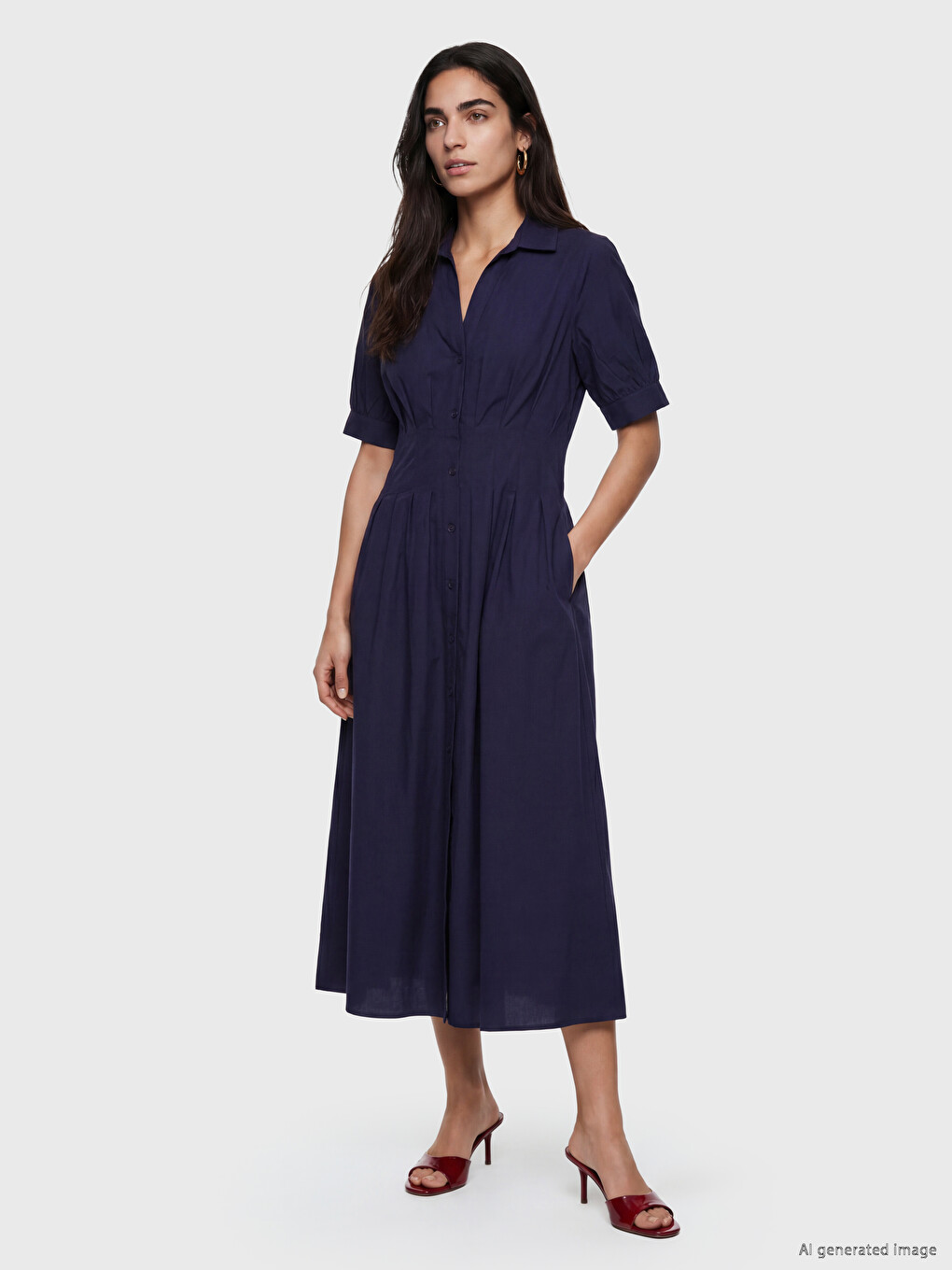 Short Sleeve Women's Shirt Dress