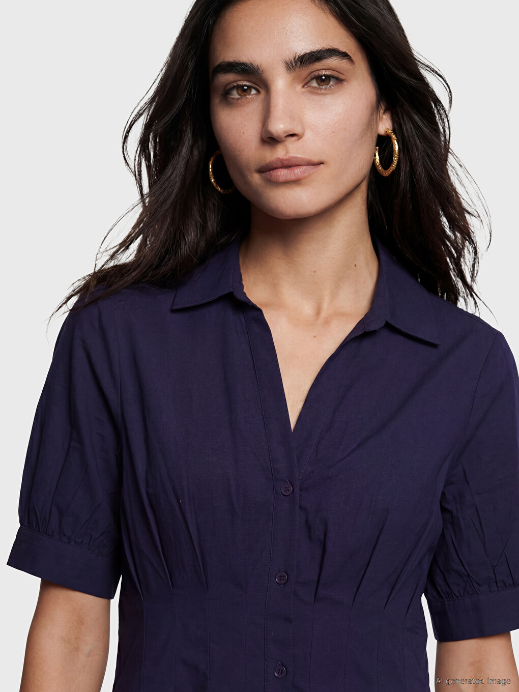 Short Sleeve Women's Shirt Dress-1