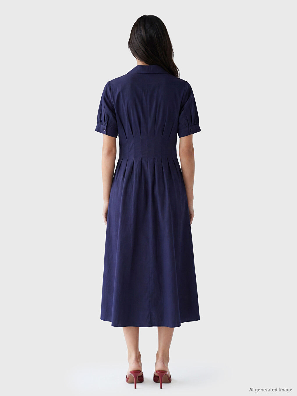 Short Sleeve Women's Shirt Dress-3