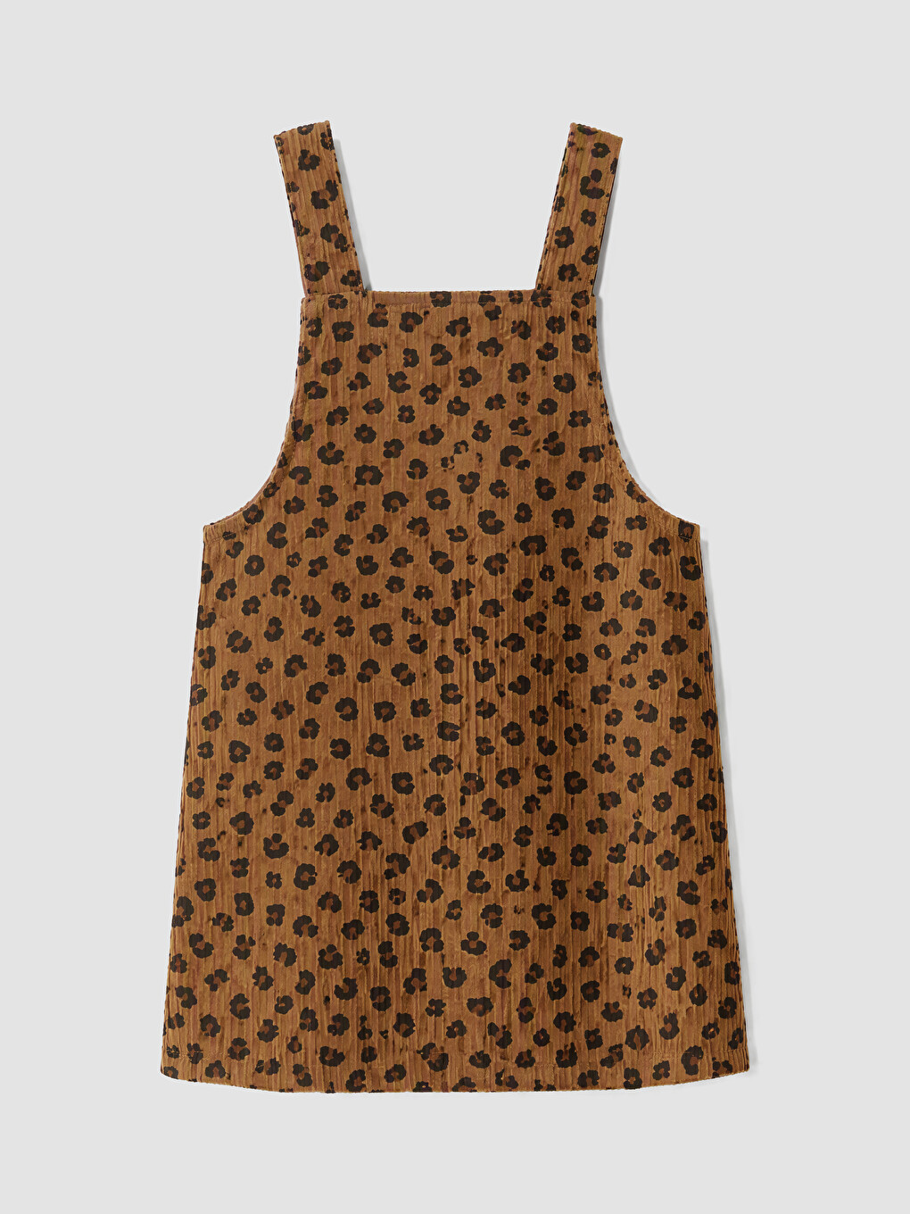 Bej Leopar Desenli Kız Bebek Salopet Elbise-2