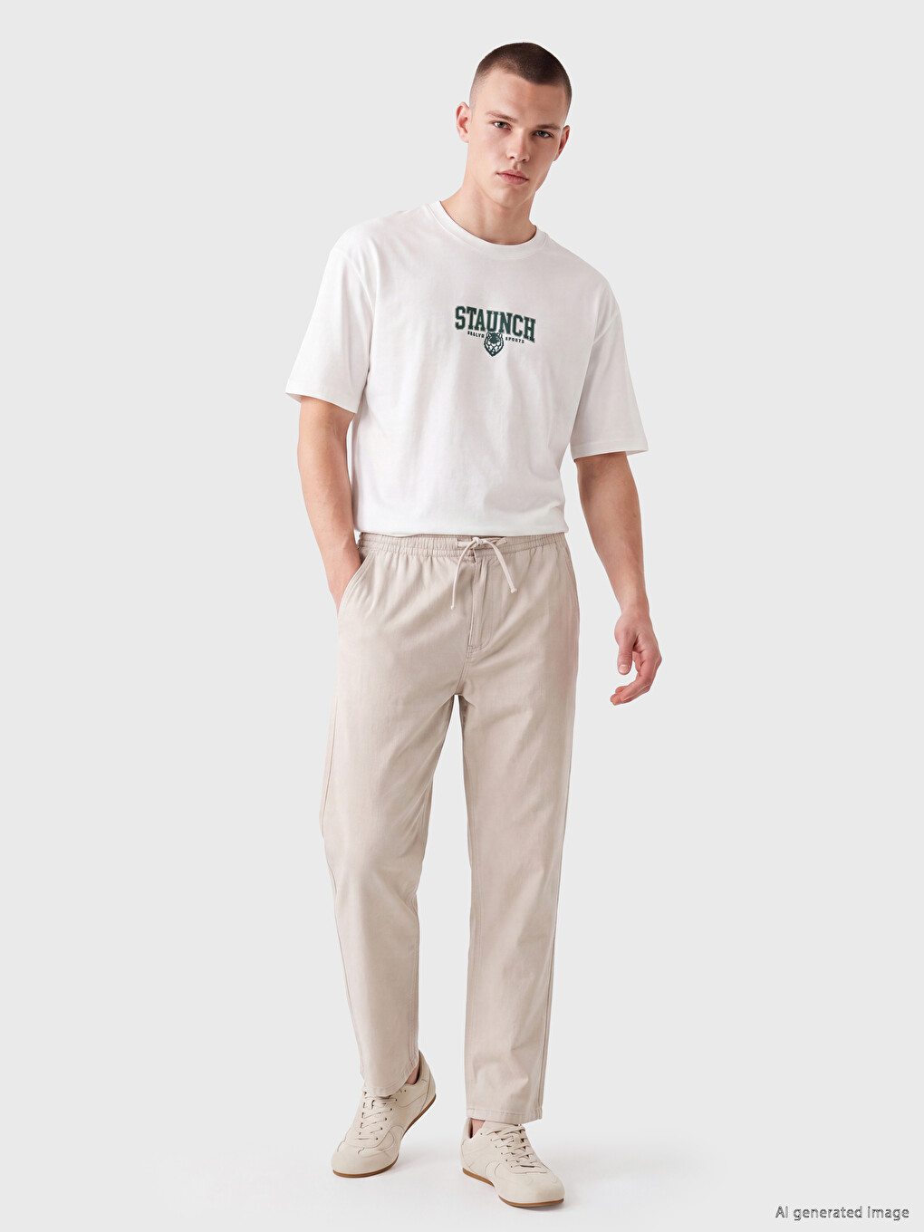 Bej Relax Fit Erkek Pantolon-1