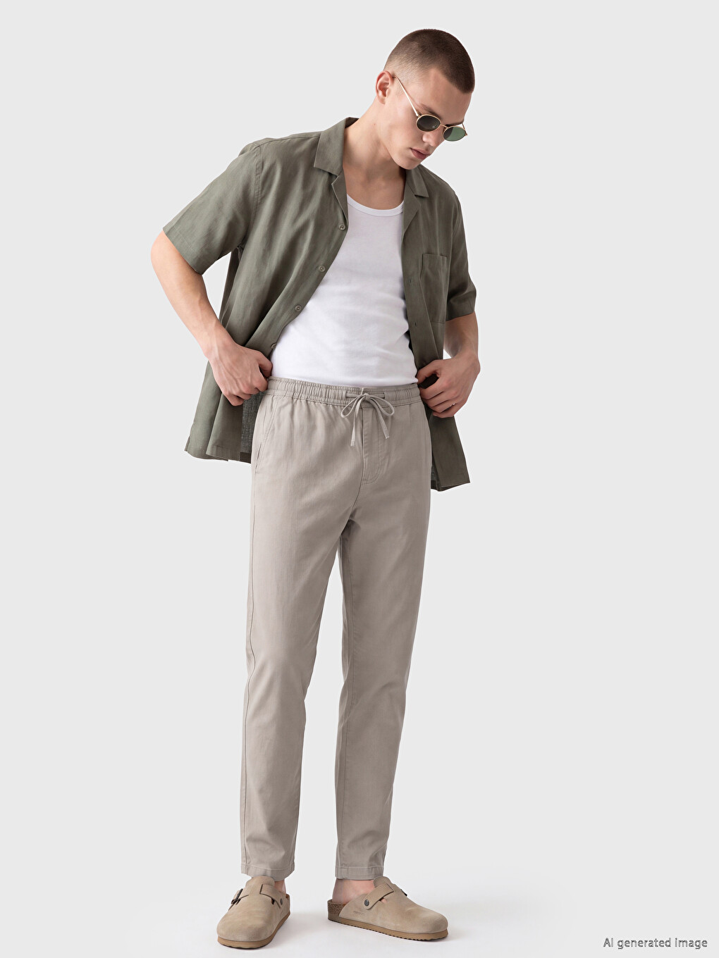 Haki Relax Fit Erkek Pantolon-1