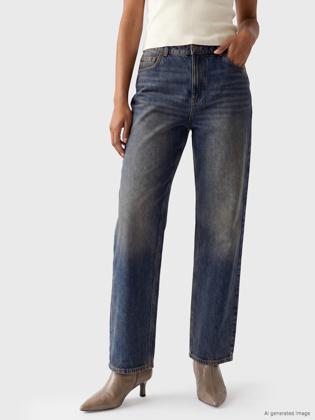 High Waist Straight Jeans-1