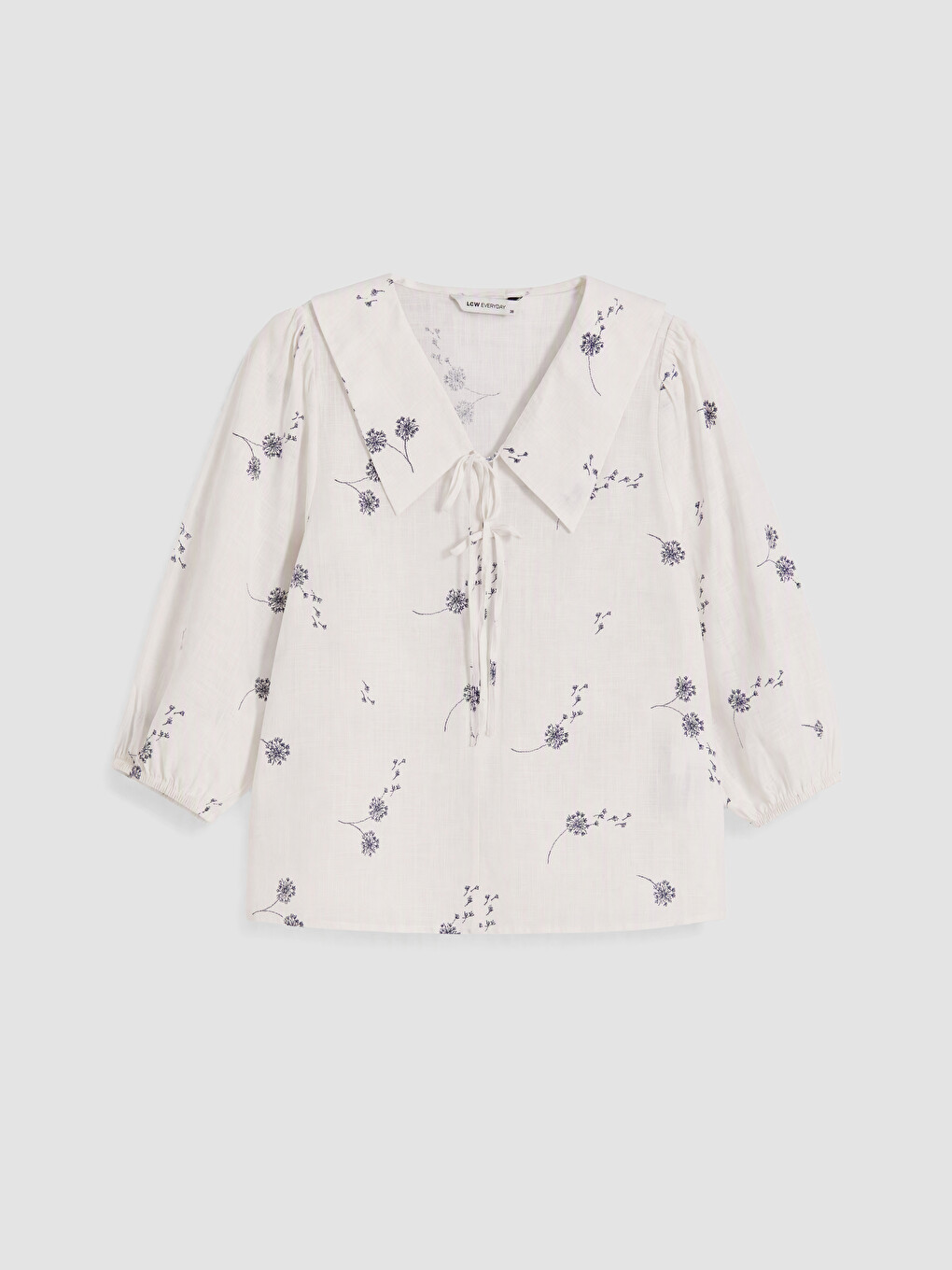 Peter Pan Collar Patterned Tie-detail Blouse