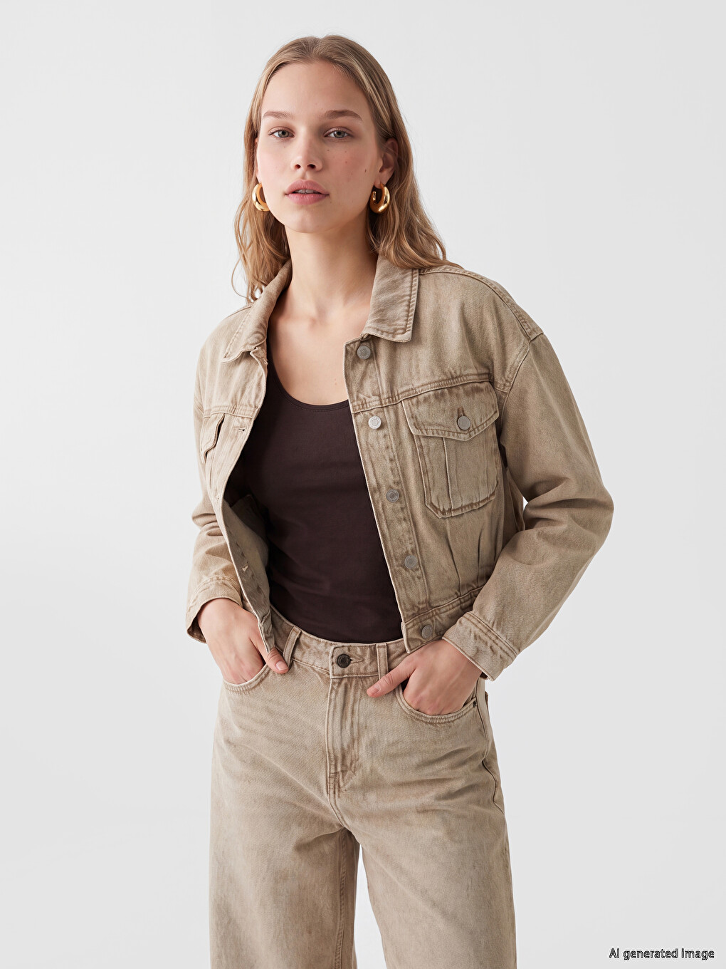 Gömlek Yaka Oversize Kadın Jean Ceket