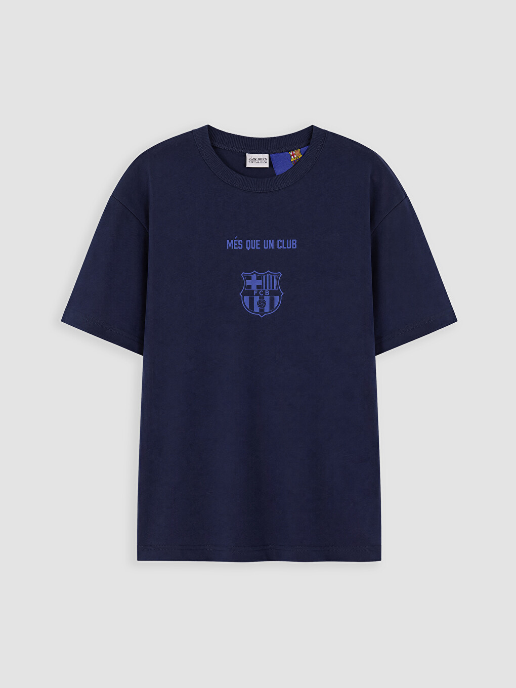 Crew Neck Fc Barcelona Printed Boys' T-shirt