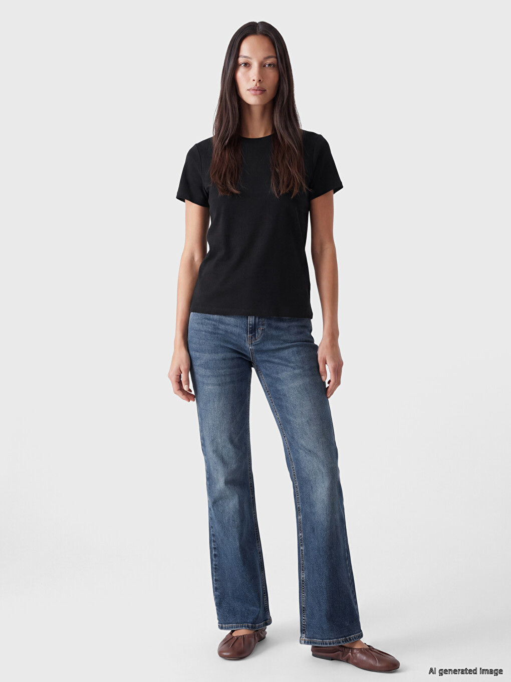 Crew Neck %100 Cotton Women's T-shirt-1