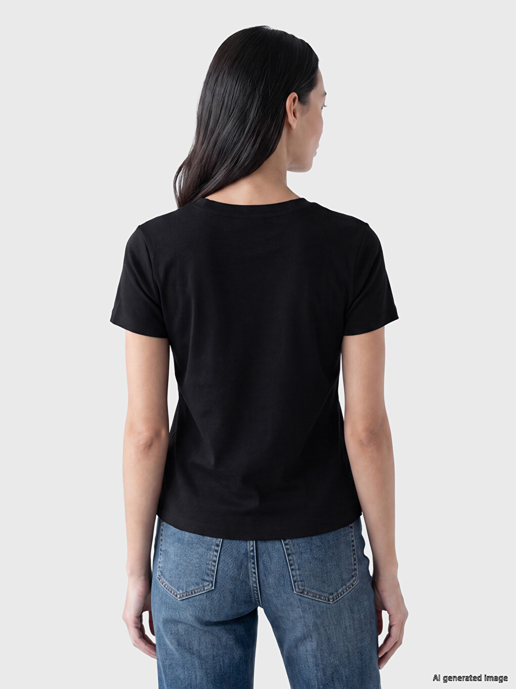 Crew Neck %100 Cotton Women's T-shirt-3