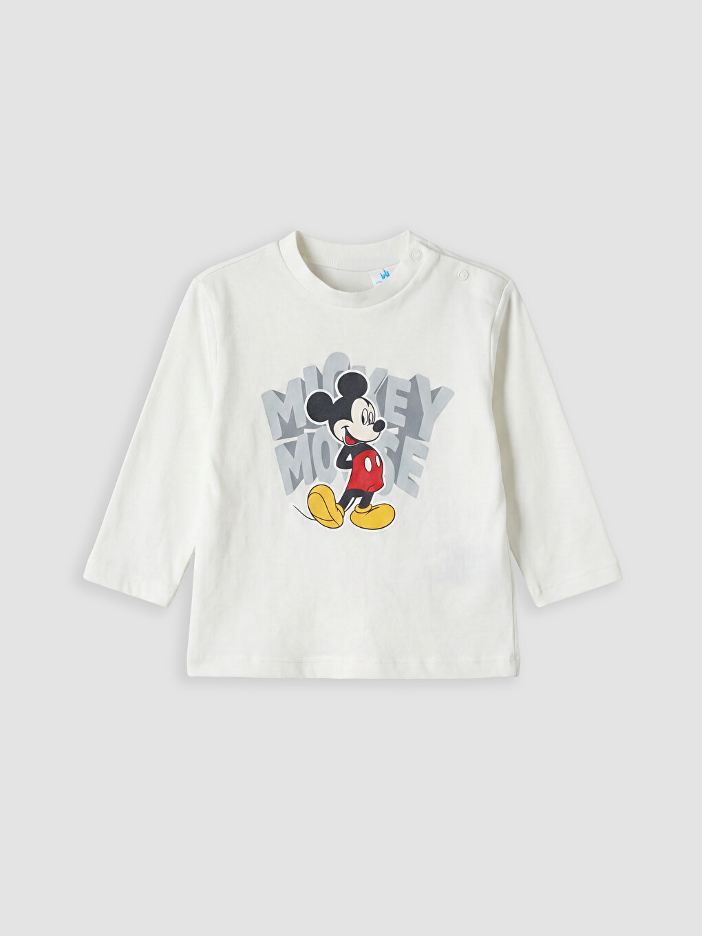 Ekru Mickey Mouse Baskılı Erkek Bebek Tişört