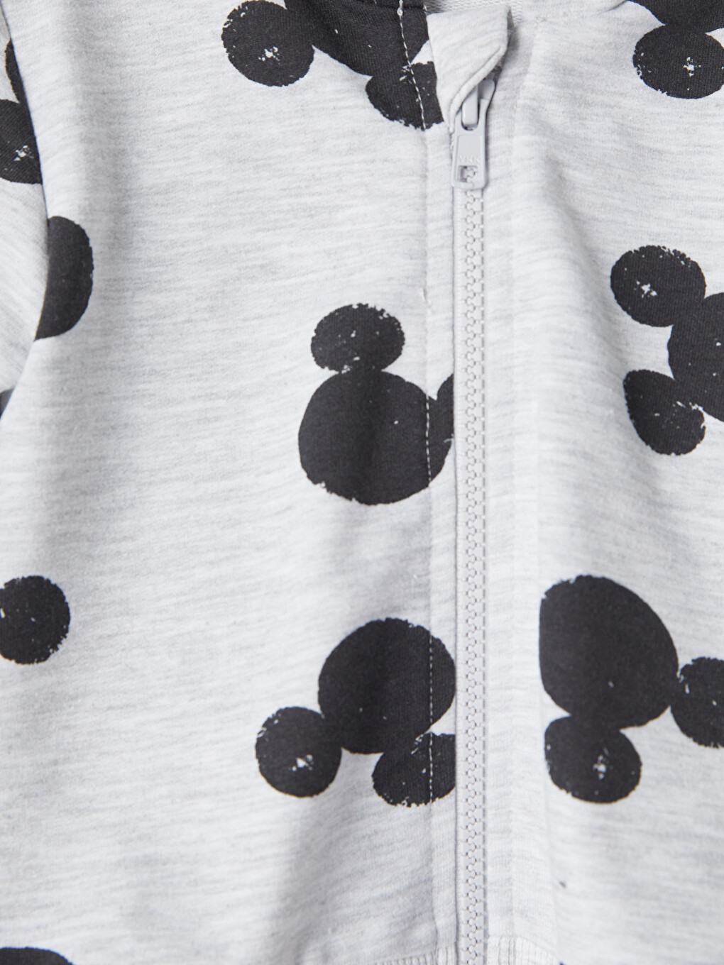 Gri Mickey Mouse Baskılı Erkek Bebek Fermuarlı Sweatshirt-1
