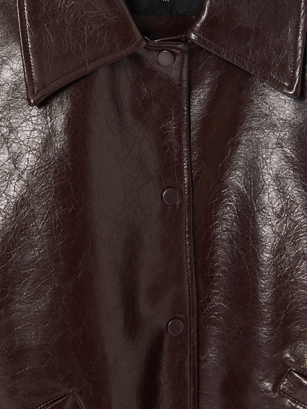 Bordo Oversize Kadın Deri Görünümlü Ceket-7
