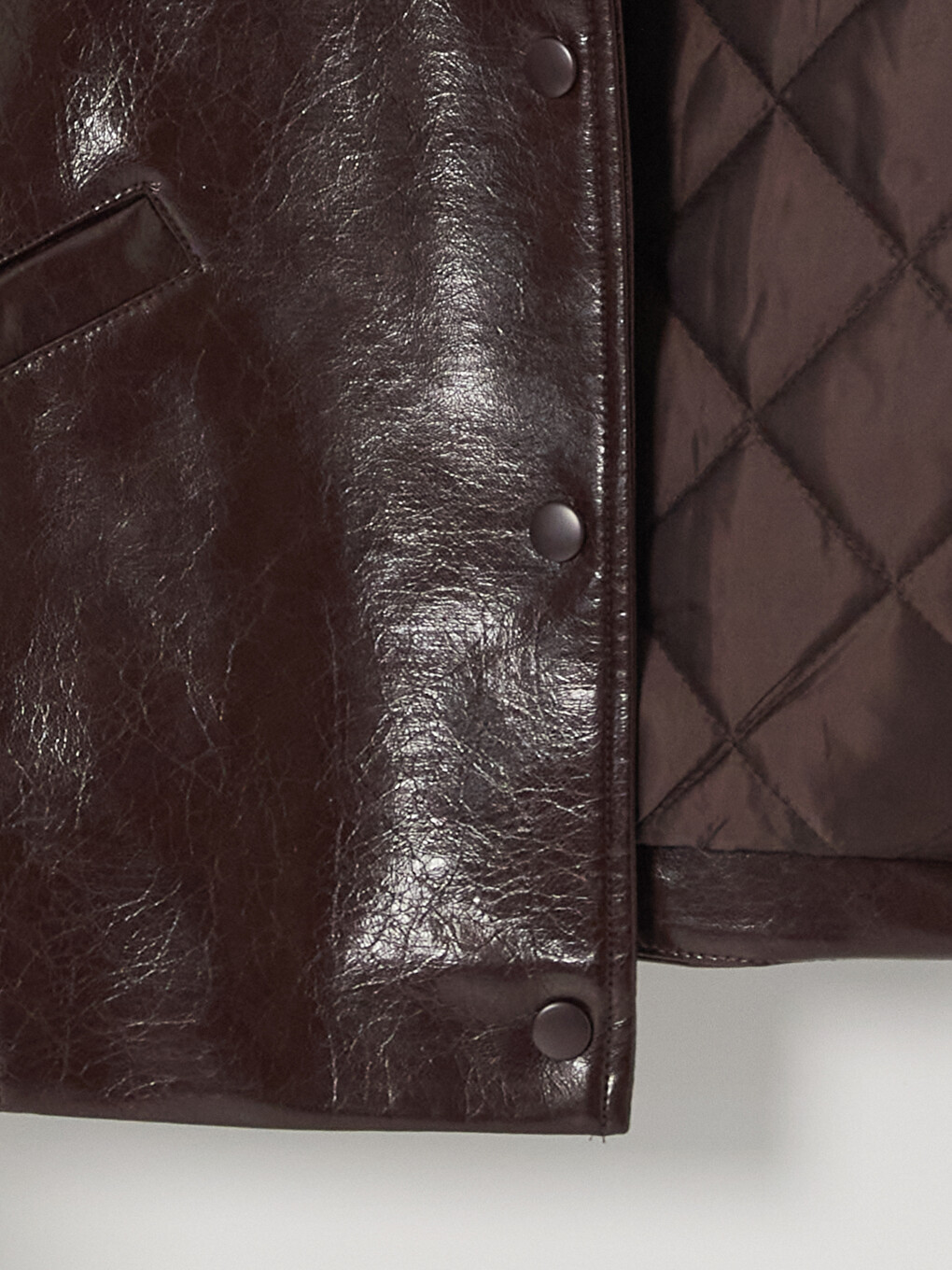 Bordo Oversize Kadın Deri Görünümlü Ceket-8