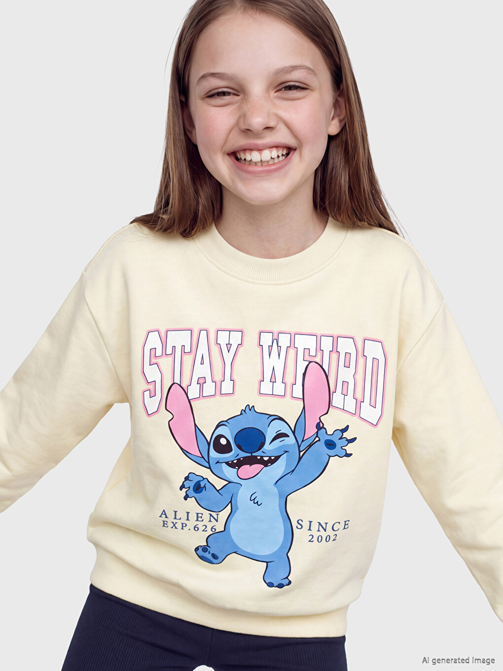 Stitch Printed Girls' Sweatshirt