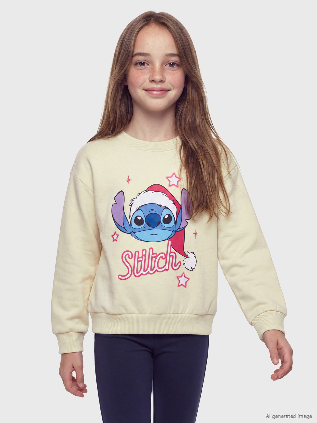 Stitch Printed Girls' Sweatshirt