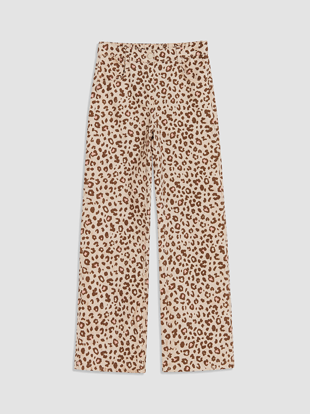 Pembe Wideleg Leopar Desenli Kız Çocuk Pantolon