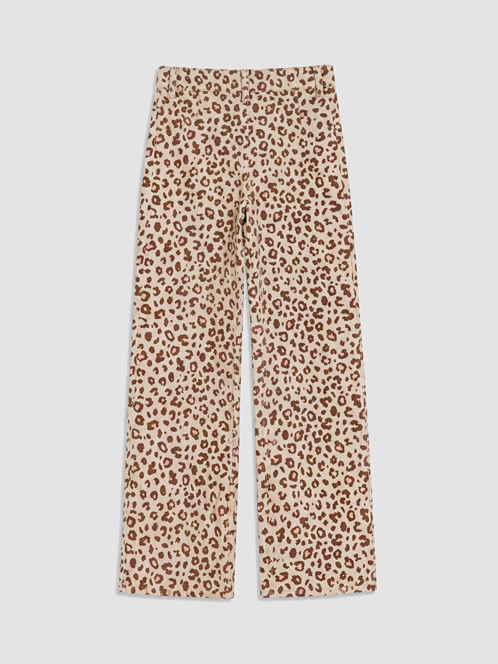 Pembe Wideleg Leopar Desenli Kız Çocuk Pantolon-1