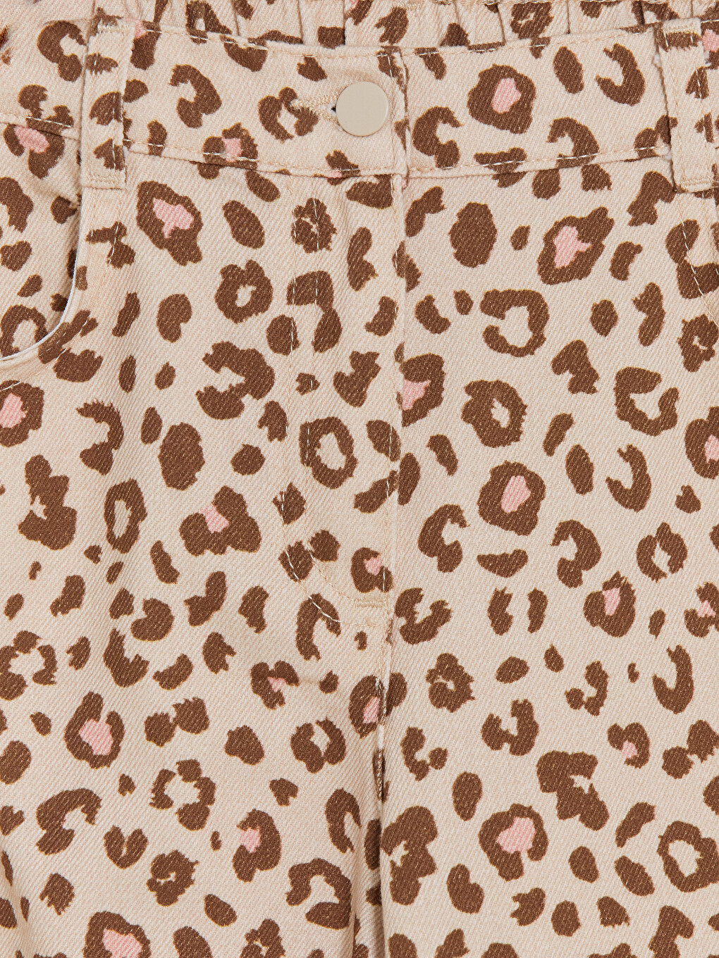 Pembe Wideleg Leopar Desenli Kız Çocuk Pantolon-2
