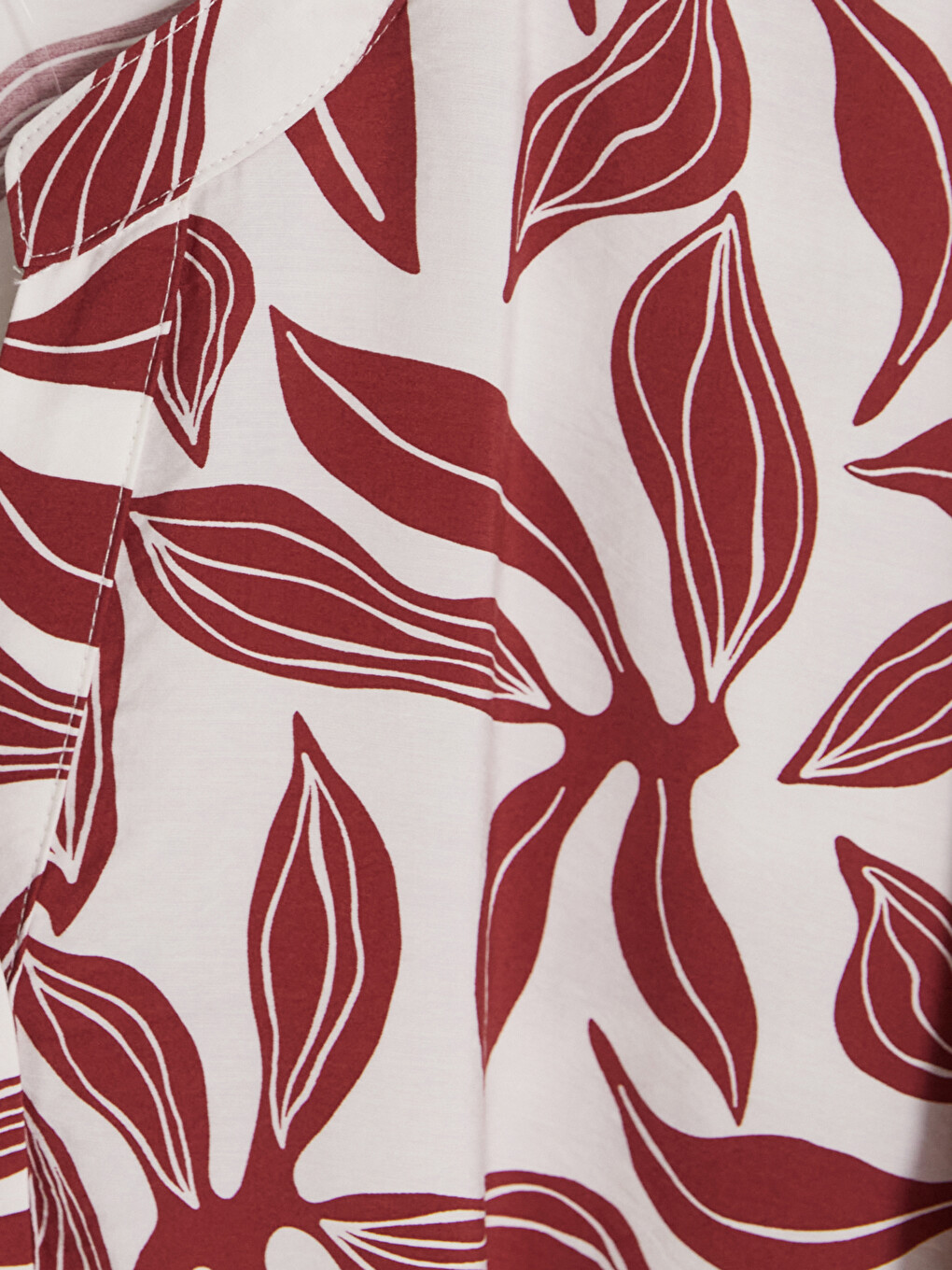 Grandad Collar Leaf Patterned Blouse-1