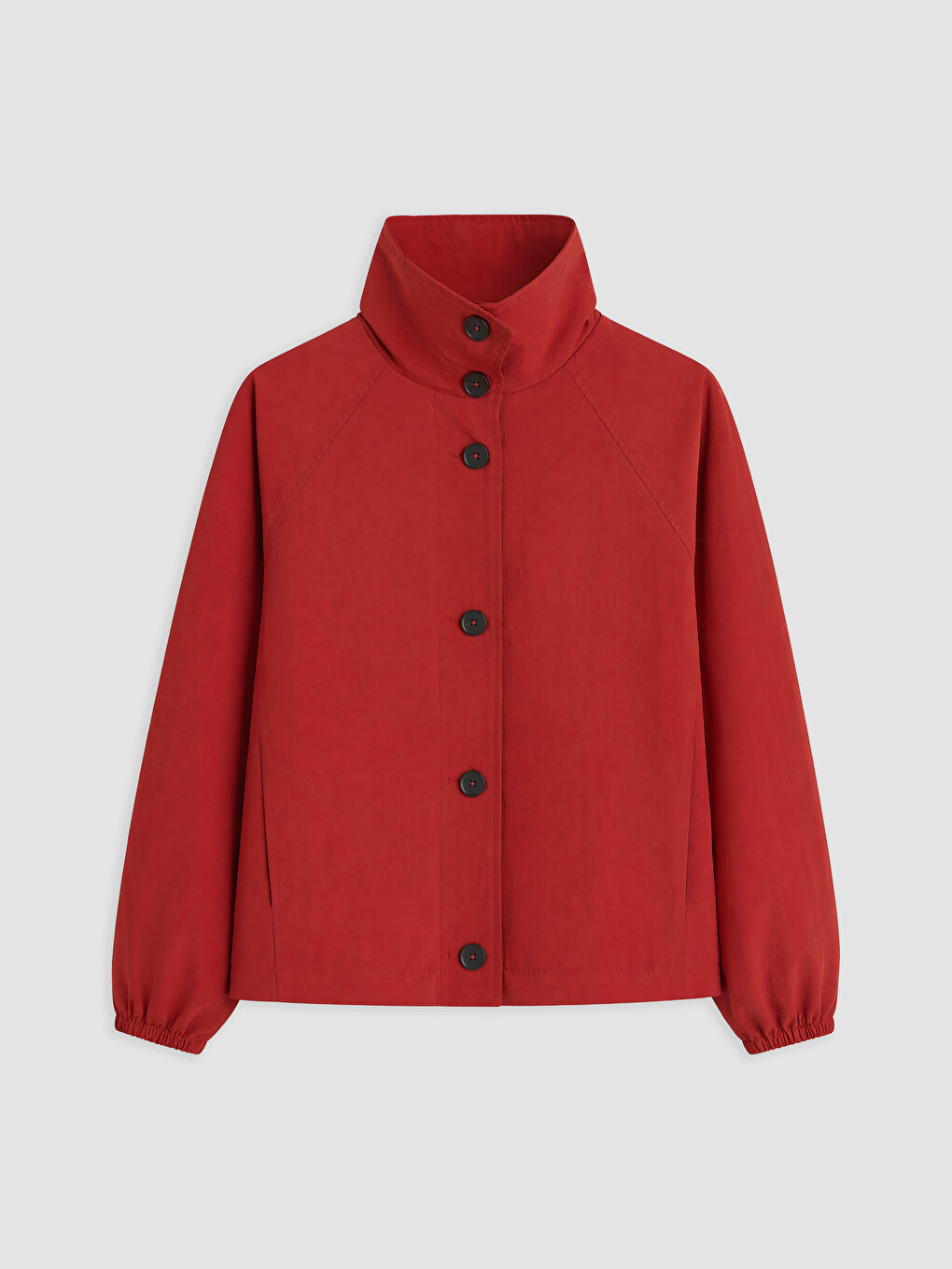 Kırmızı Dik Yaka Oversize Kadın Mont-4