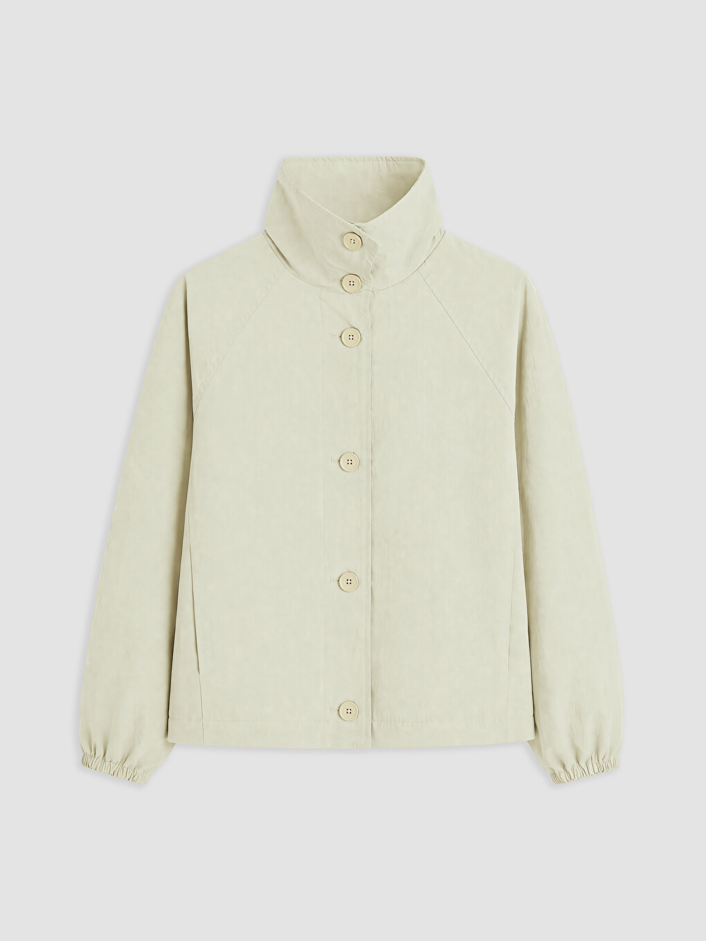 Bej Dik Yaka Oversize Kadın Mont-5