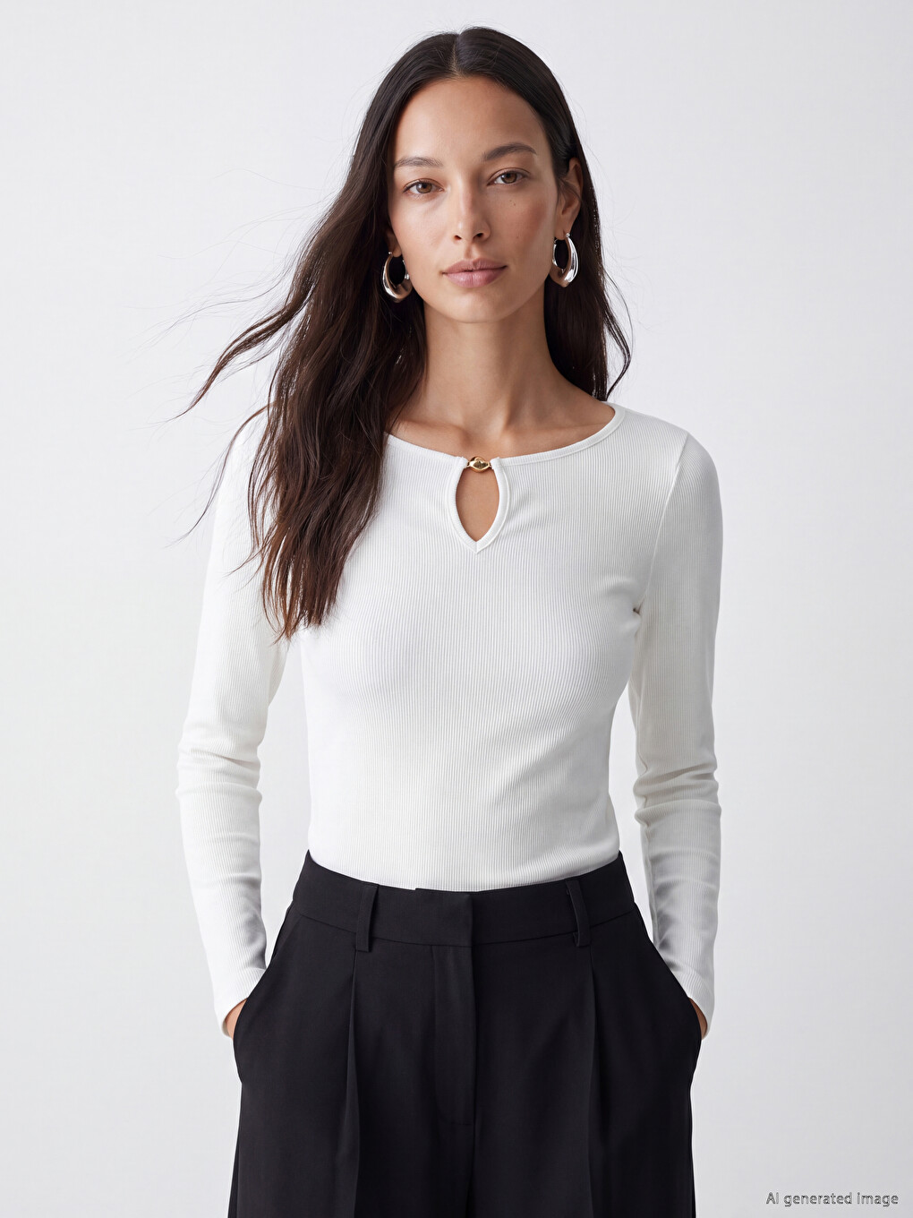 Ekru Bisiklet Yaka Kadın Body
