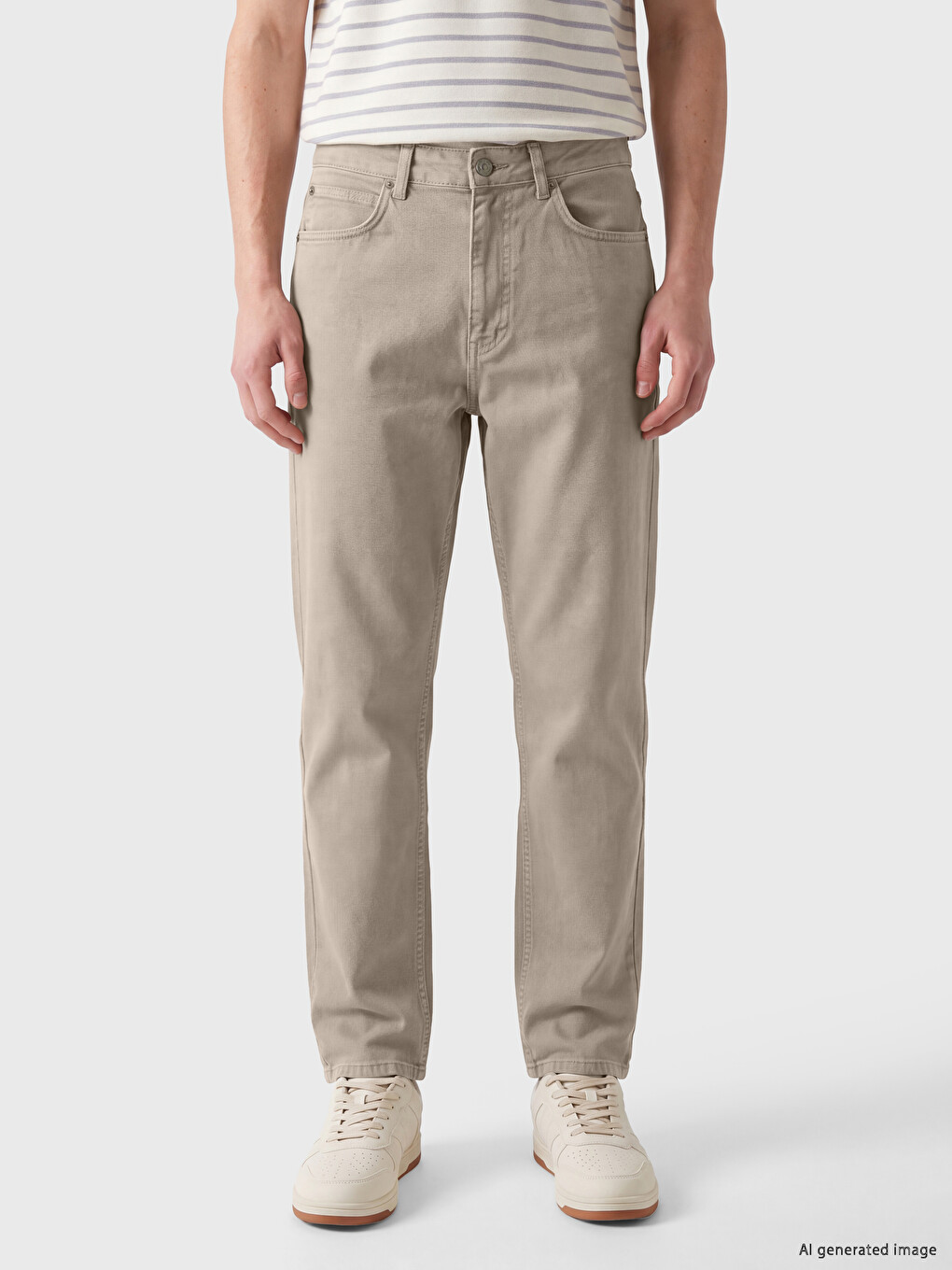 Bej Regular Fit Gabardin Erkek Pantolon-1