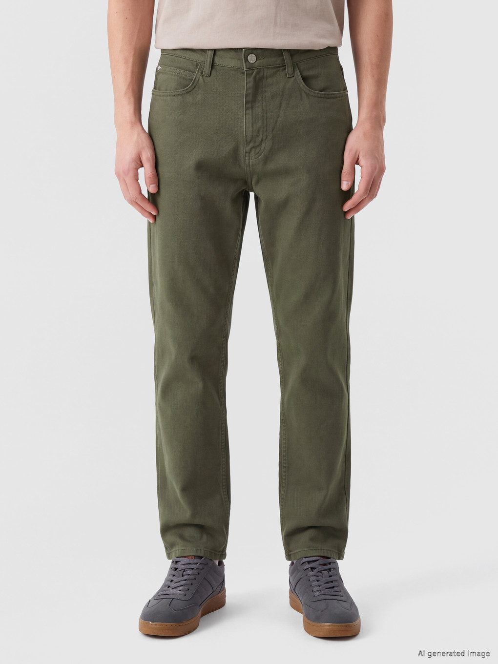 Haki Regular Fit Gabardin Erkek Pantolon-1