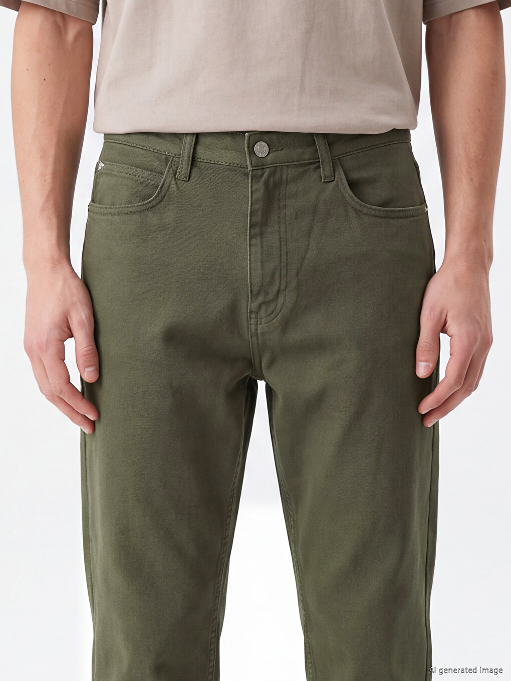 Haki Regular Fit Gabardin Erkek Pantolon-2