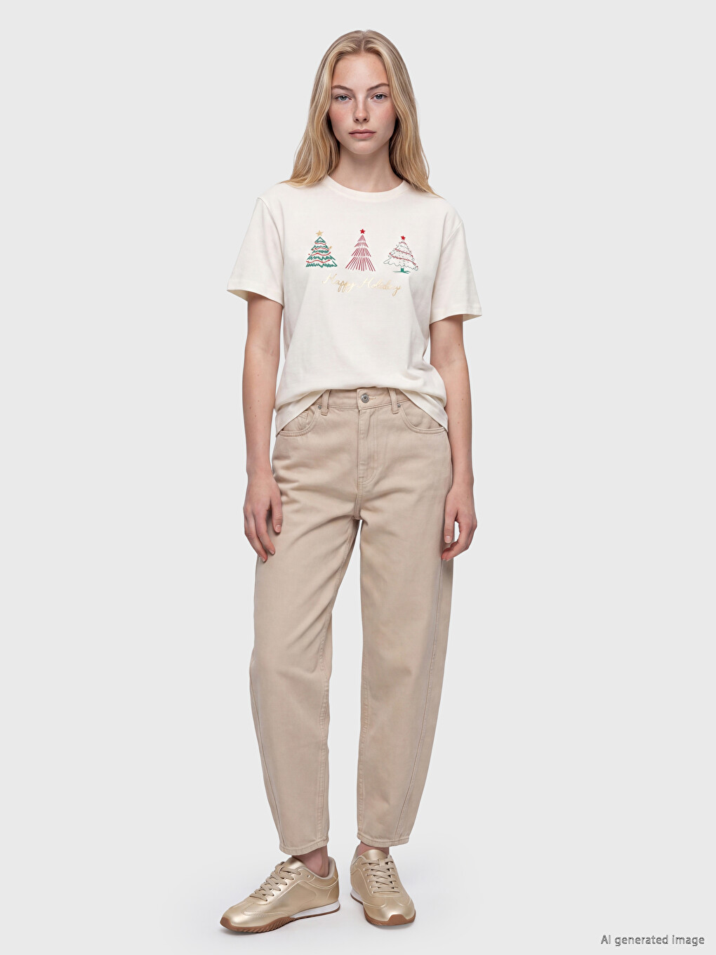 Woman Beige T-shirt