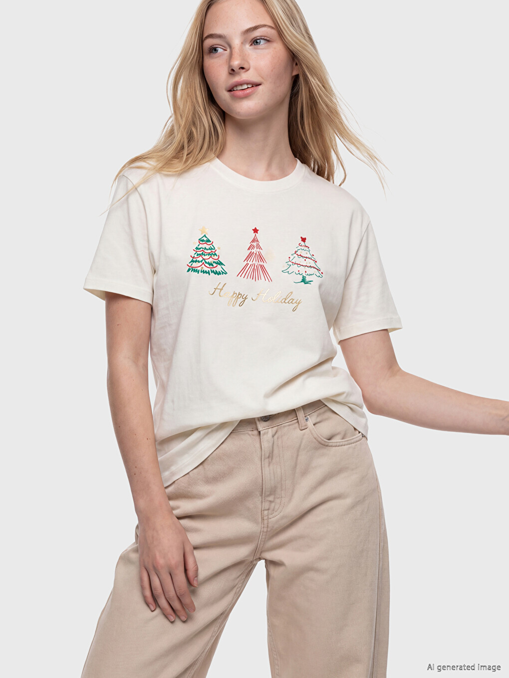 Woman Beige T-shirt-1