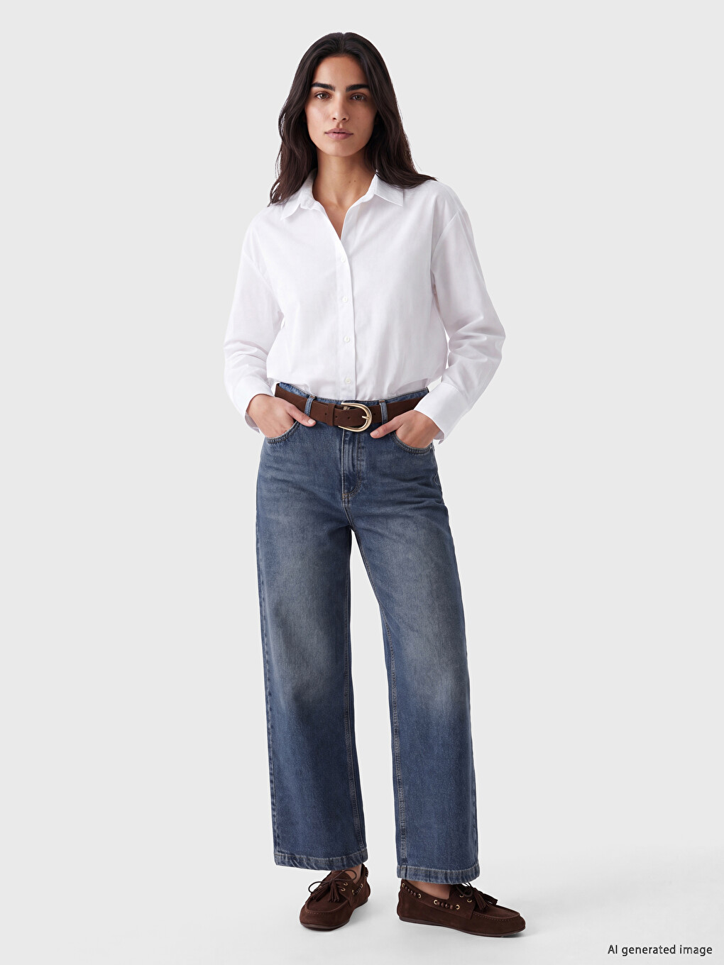 Waist Belted Wideleg Women's Jeans