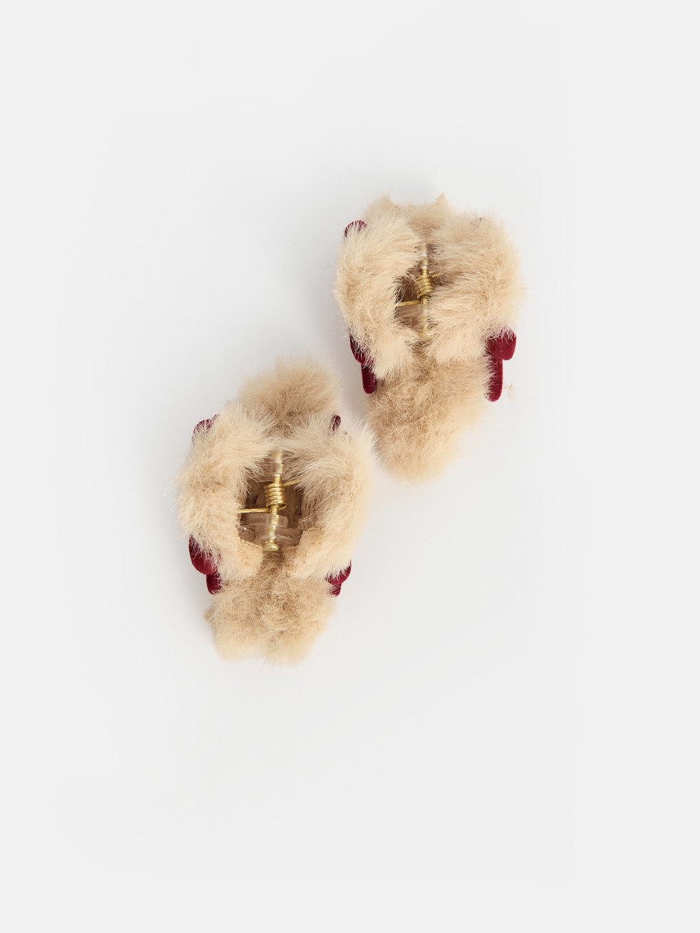 ٢ Pack Plush Textured Bowed Woman Hair Clip-2