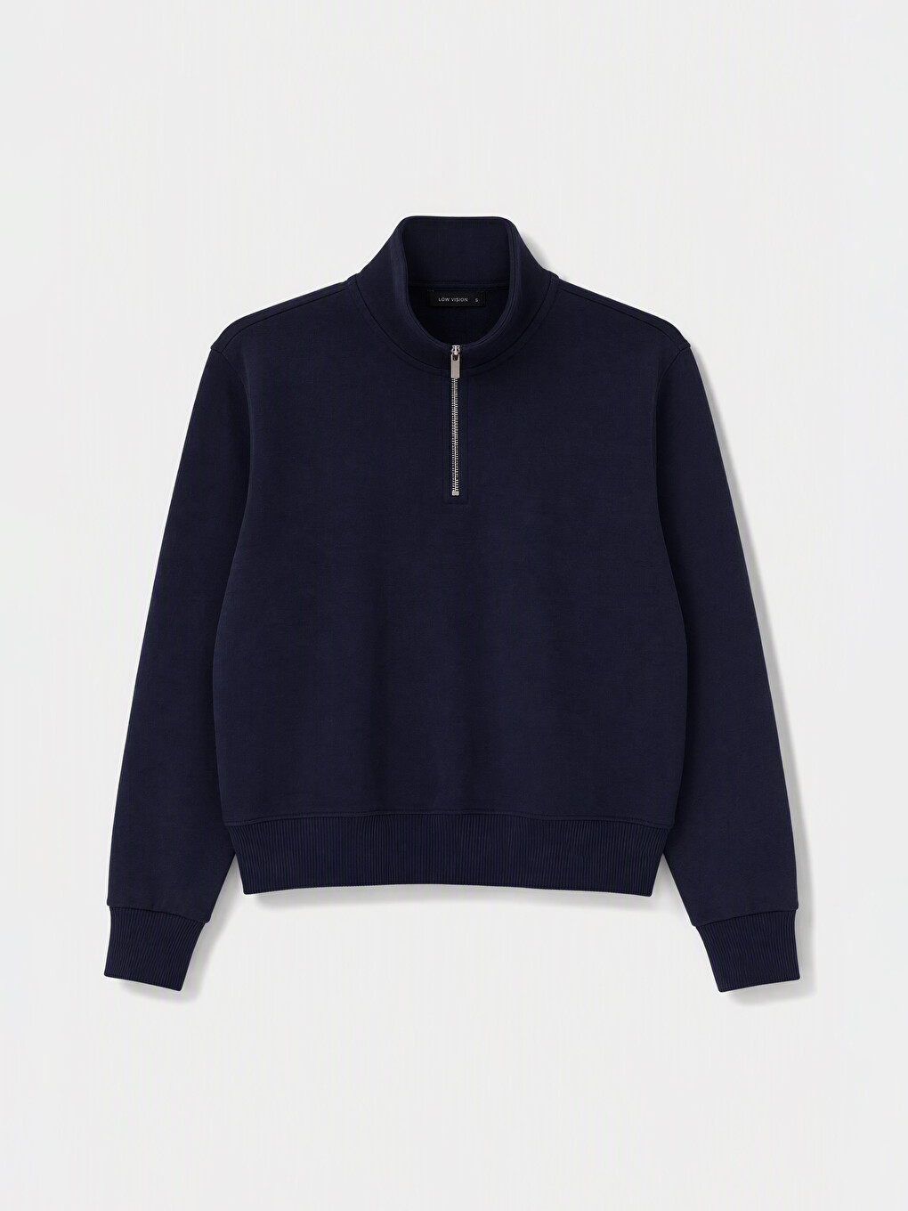 Lacivert Dik Yaka Kadın Sweatshirt