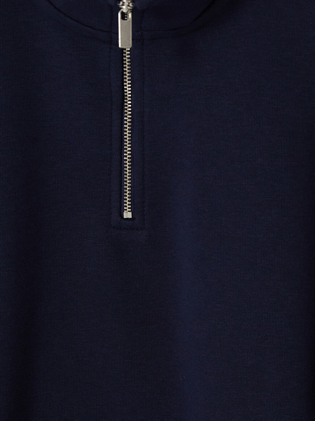 Lacivert Dik Yaka Kadın Sweatshirt-2