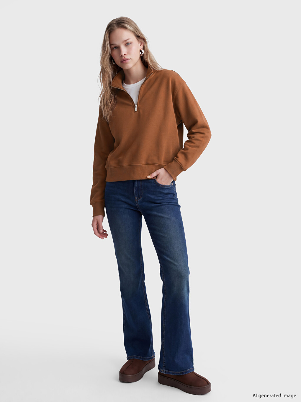 Mock Neck Women's Sweatshirt-1