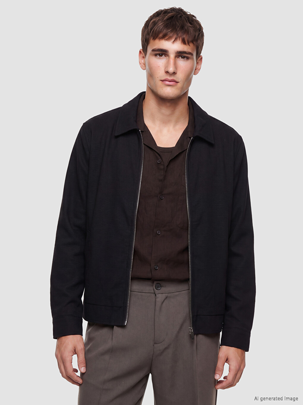 Regular Fit Collared Neck Men's Jacket