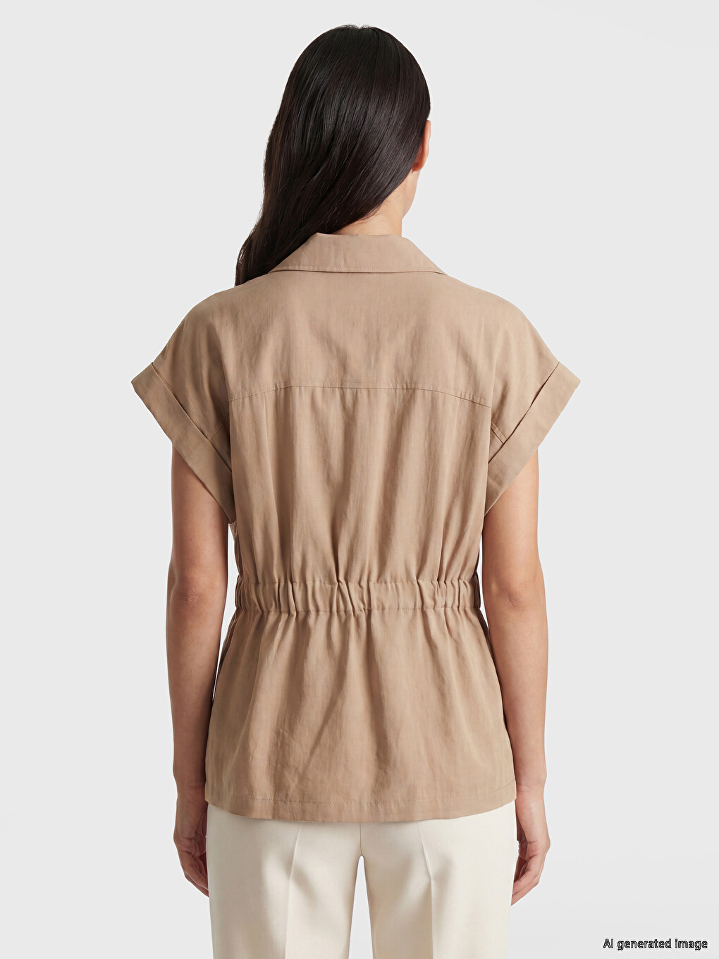 Collared Neck Sash Women's Jacket-2