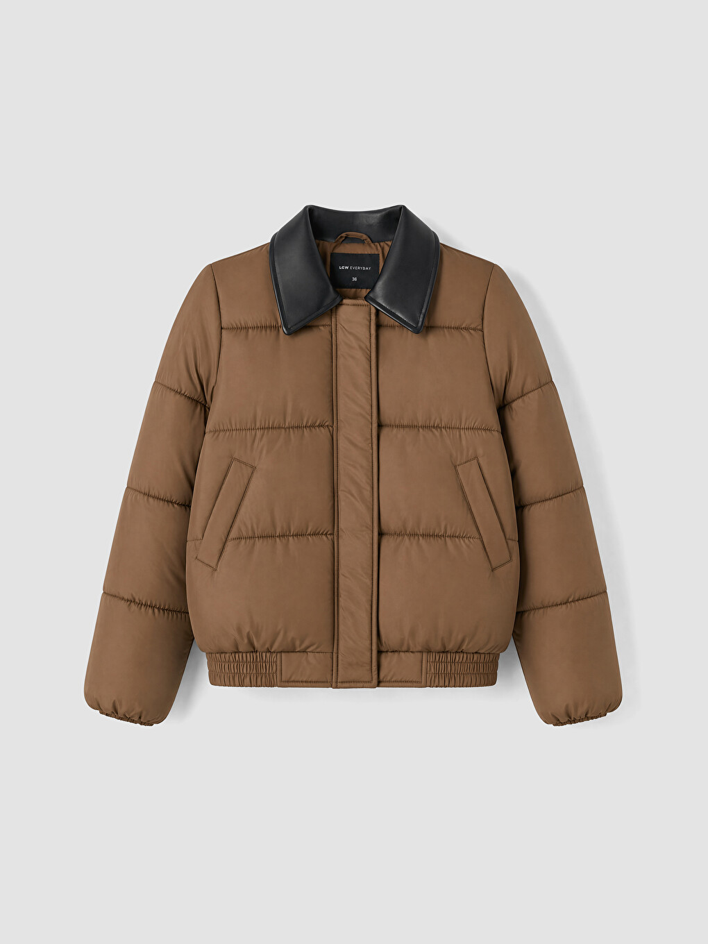 Leather Shirt Collar Women's Puffer Coat-5