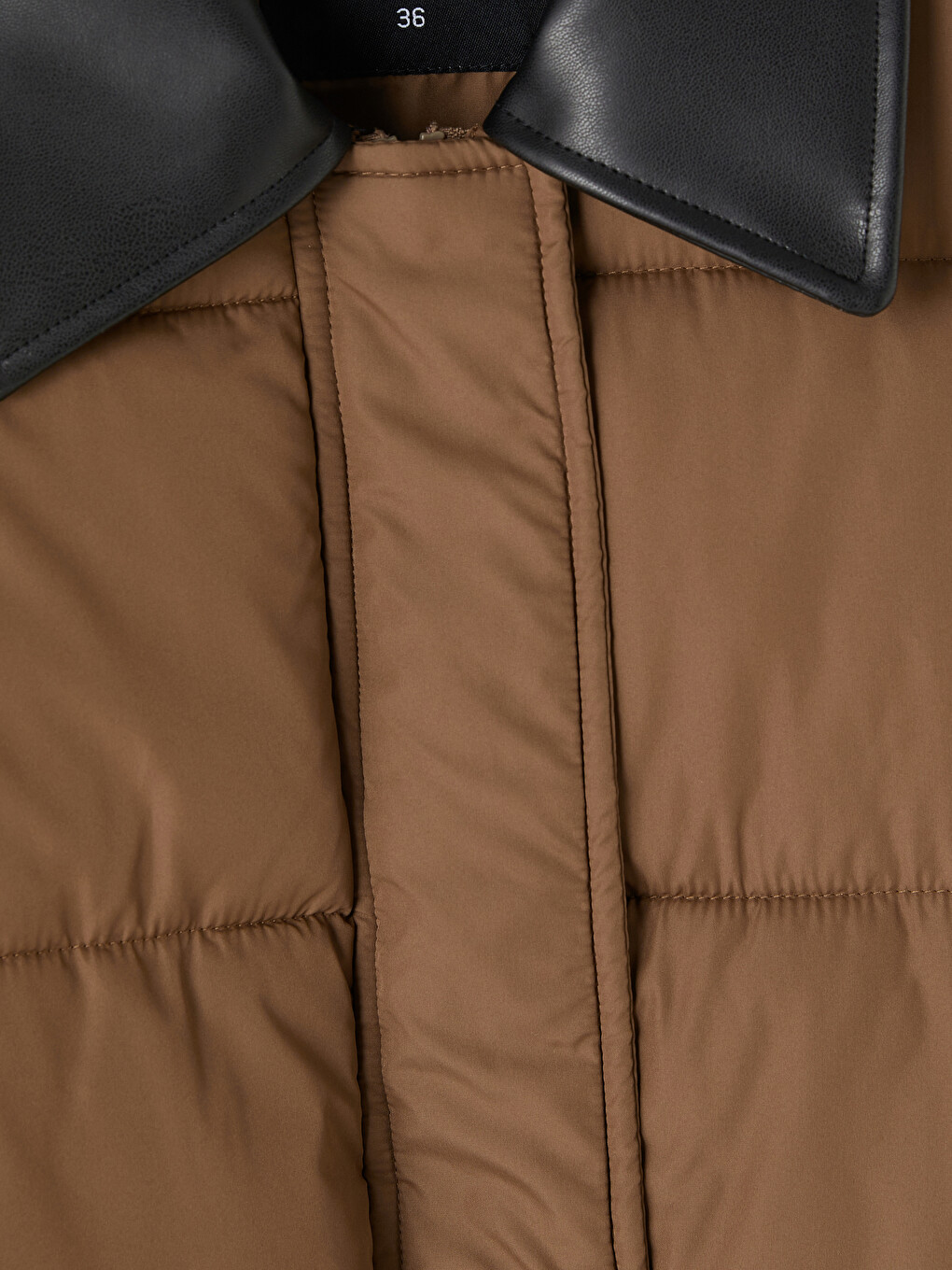 Leather Shirt Collar Women's Puffer Coat-6