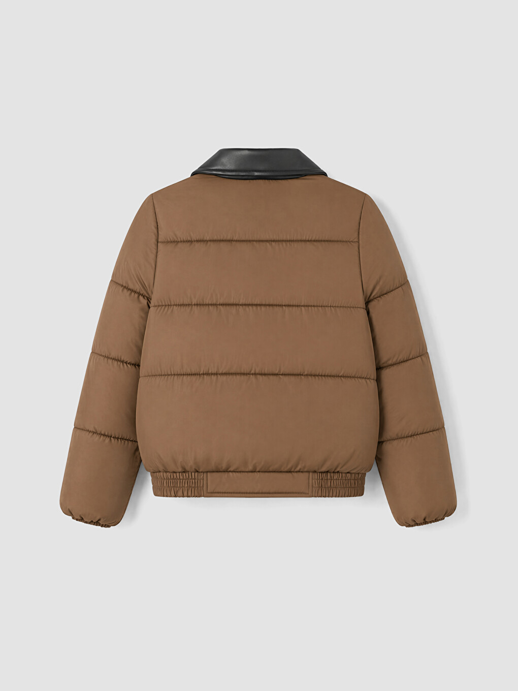 Leather Shirt Collar Women's Puffer Coat-9