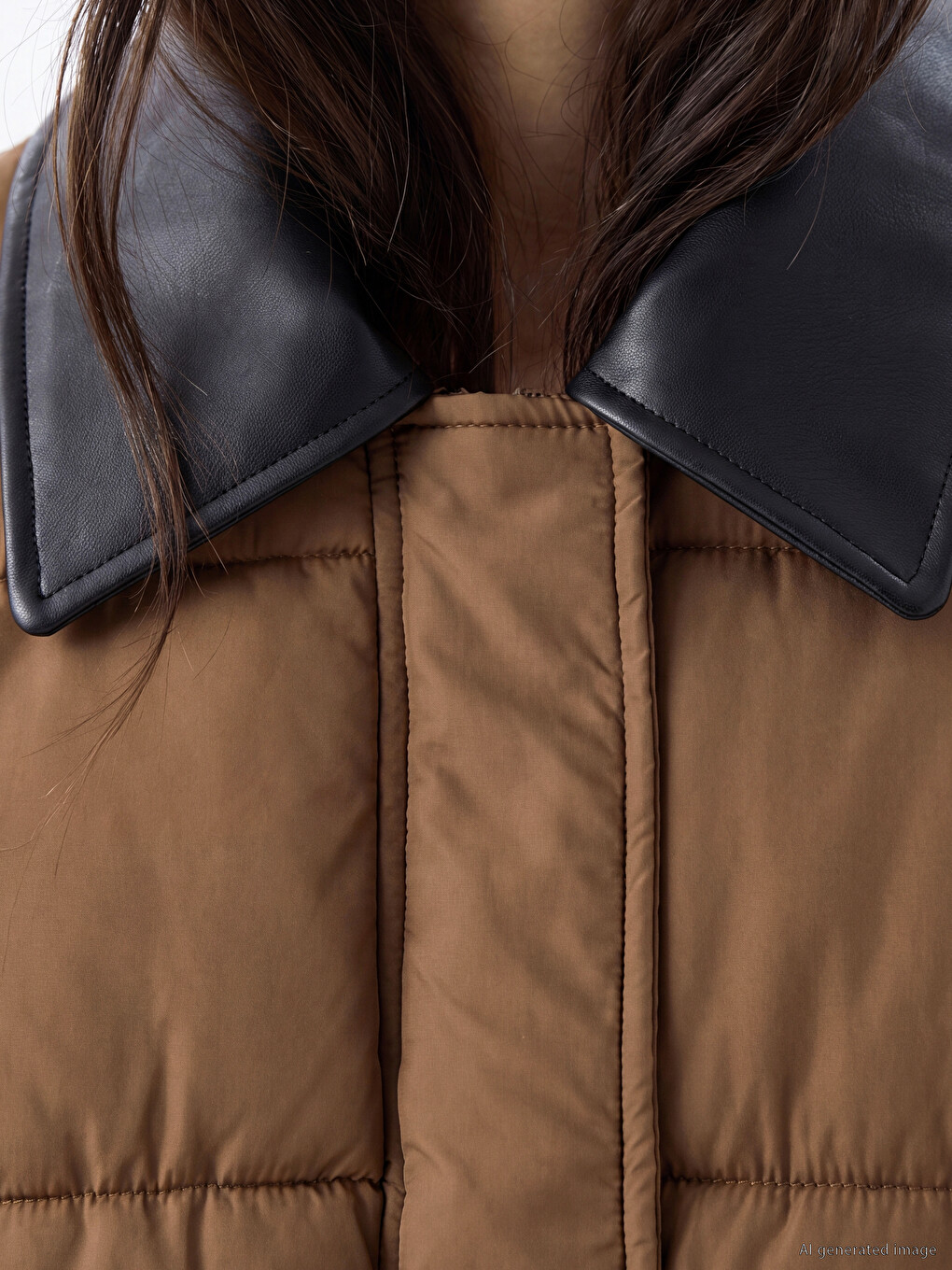 Leather Shirt Collar Women's Puffer Coat-2
