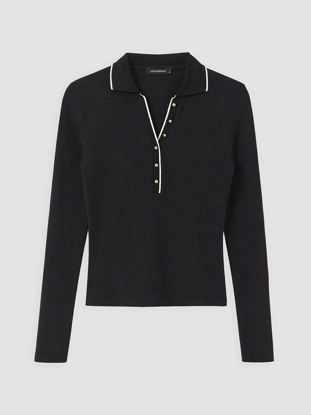 Siyah Polo Yaka Kadın Body
