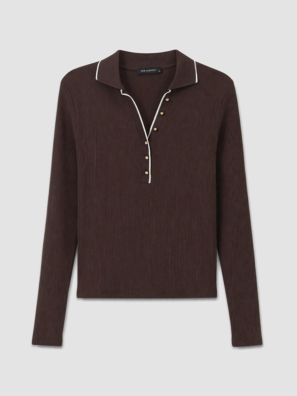 Kahverengi Polo Yaka Kadın Body