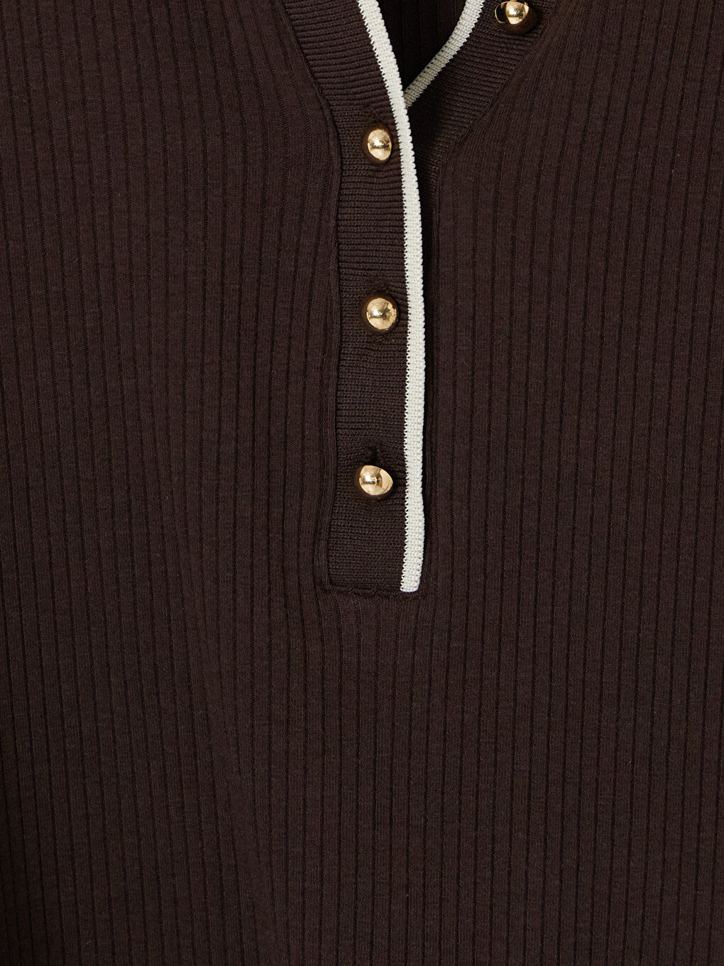 Kahverengi Polo Yaka Kadın Body-2