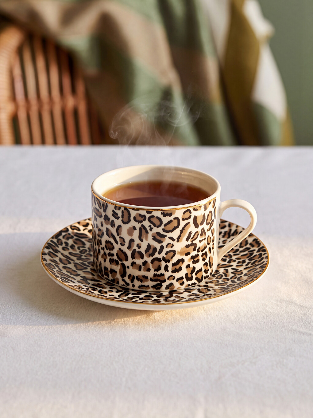Karışık Leopar Desenli Çay Fincanı