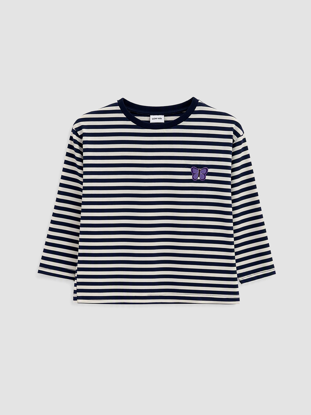Crew Neck Striped Girls' T-shirt