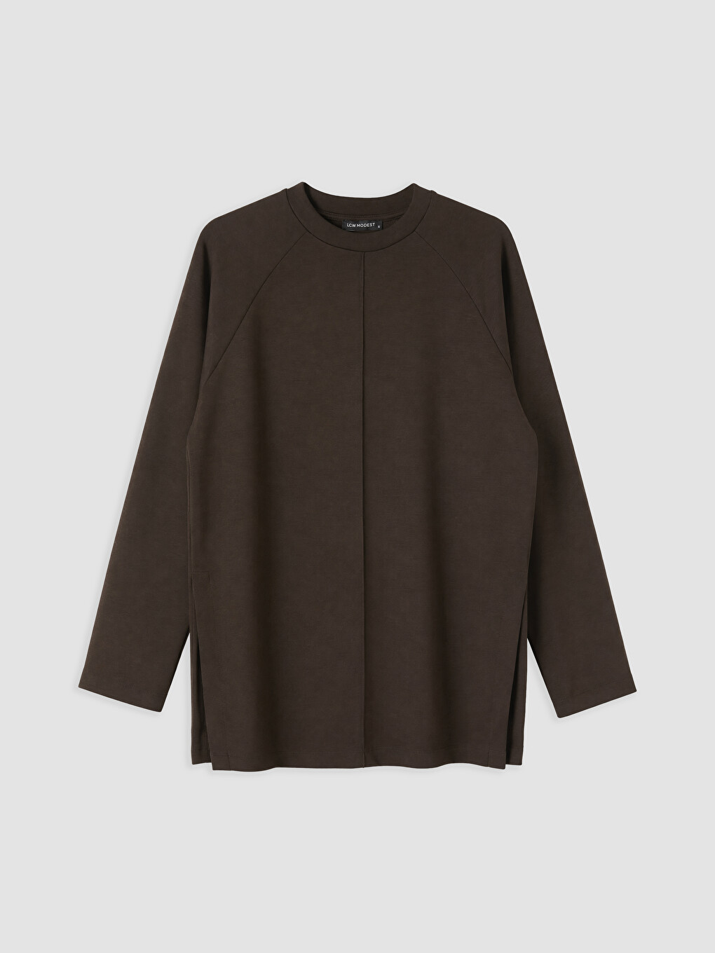 Kahverengi Soft Touch Oversize Kadın Sweatshirt Tunik
