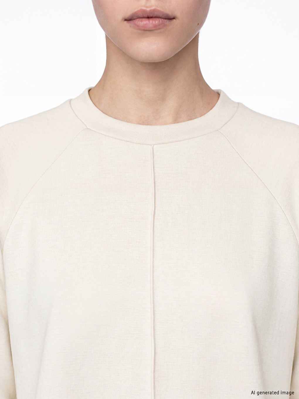 Bej Soft Touch Oversize Kadın Sweatshirt Tunik-2