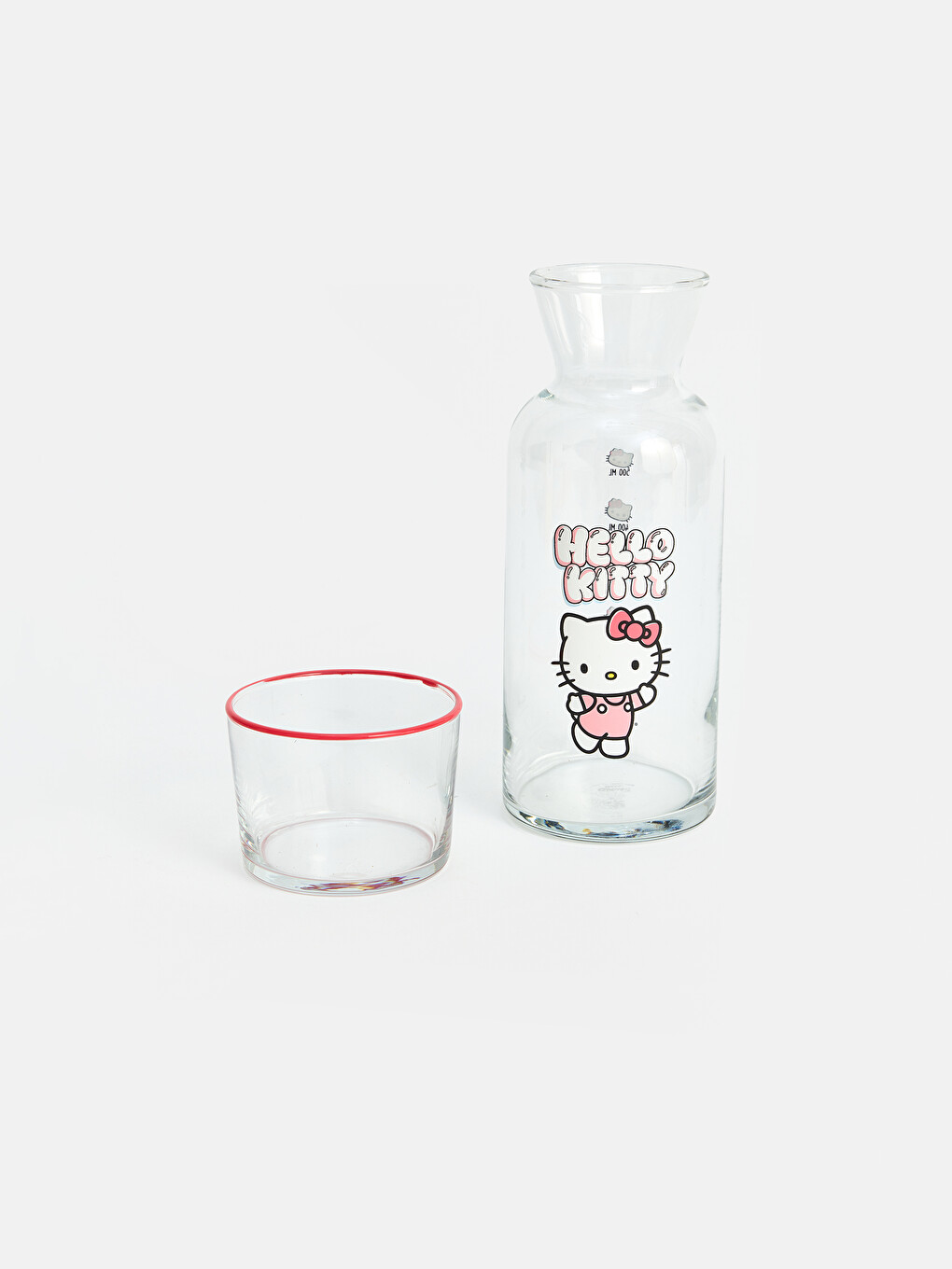 Pembe Hello Kitty Baskılı Cam Baş Ucu Sürahisi 700 Ml-2