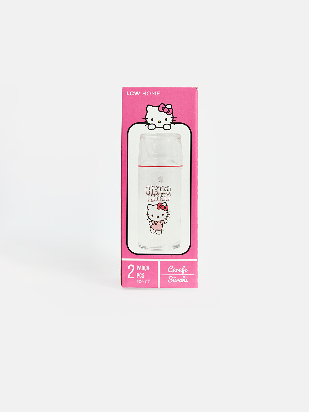 Pembe Hello Kitty Baskılı Cam Baş Ucu Sürahisi 700 Ml-4